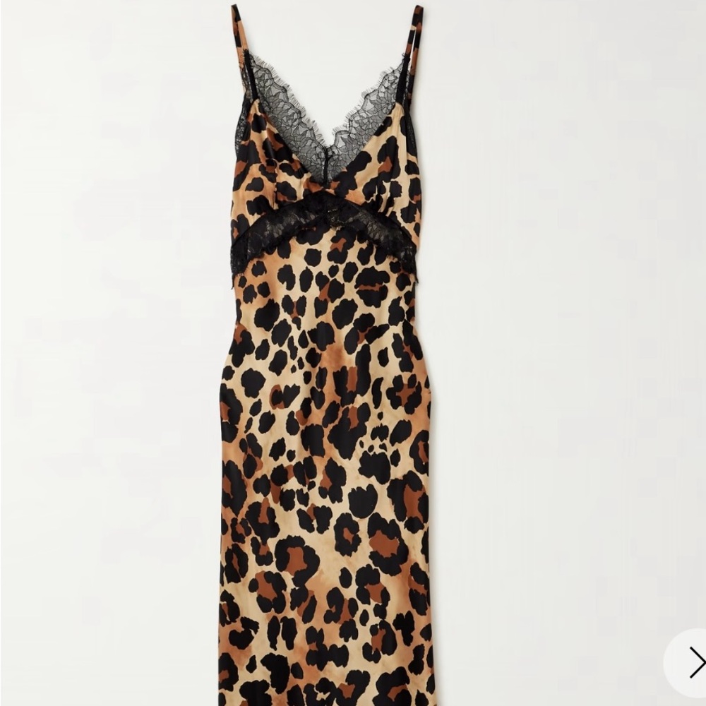 ISO Dodo Bar Or Kusha lace-trimmed leopard-print silk-satin maxi
